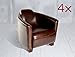 Produktbild 4x Clubsessel Cocktailsessel "Hera" in antik braun Echtleder Lounge Ledersessel