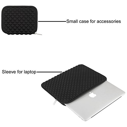 MOSISO Universal wasserresistente and stoßfest Lycra Laptop Schutzhülle mit Rautenmuster / Diamant-Muster Schaumpolsterung für 12,9 Zoll iPad Pro, 13-13,3 Zoll MacBook Pro, MacBook Air, Laptops, Tablets, Notebooks Chromebook, Schwarz - 2