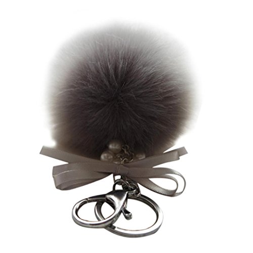 Preisvergleich Produktbild Oyedens Faux Kaninchenfell Ball PlüSch-SchlüSselanhäNger Tasche SchlüSselanhäNger (Grau)