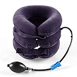 Vertèbre cervicale Traction Appareil, Minerve Soulagement immédiat pour Chronique du Cou et des épaules Douleur ， Gonflable et Cou réglable civière Collier (Violet)