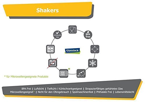 Glasslock (2x PC-318-SD. 2x 450ml) Frischhaltedose aus Glas – Shaker Typ- - 4