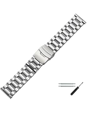 MARBURGER Uhrenarmband 24mm Edelstahl Silber - Edelstahl - Inkl. Zubehör - Ersatzarmband, Schließe Silber - 89608140020