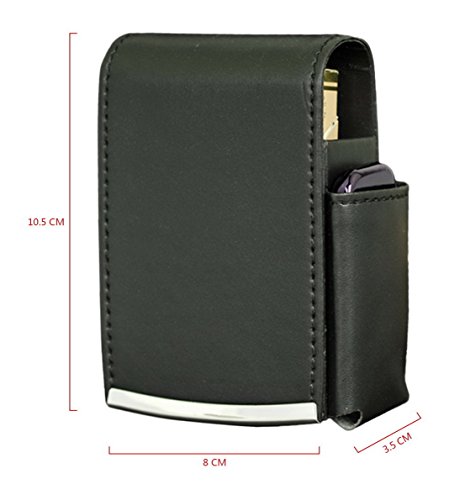Panegy Herren Leder Zigarettenetui Zigarettenbox Zigarettenhülle für 20er Zigarettenschachtel – Verfügbar für Gürtel – Stilvoll und Praktisch – Schwarz – 10.5*8*3.5cm - 5