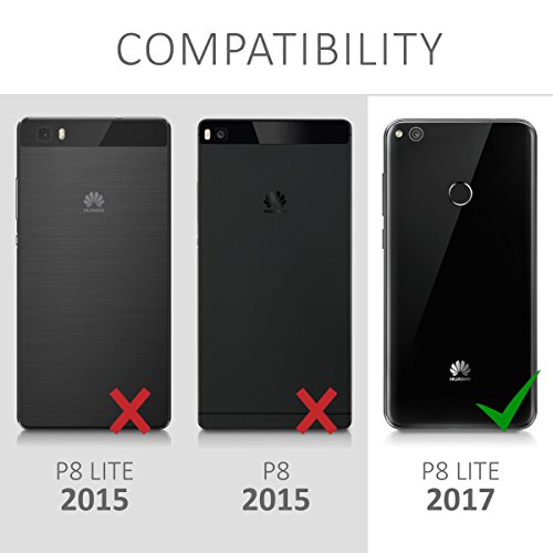 kwmobile Funda para Huawei P8 Lite  2017  - Carcasa para m  vil de  Cuero sint  tico  - Case  Plegable  en  Negro 