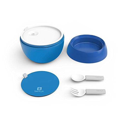 Bentgo Bowl – Schale mit Isolierfunktion und Besteck |Thermobehälter für Essen | Lunchbox | Bento Box (Blau) - 3