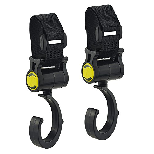 ASIV Baby Stroller Hook and Hanger, Buggy Clips for Pram Pushchair, 2 Pack, Black