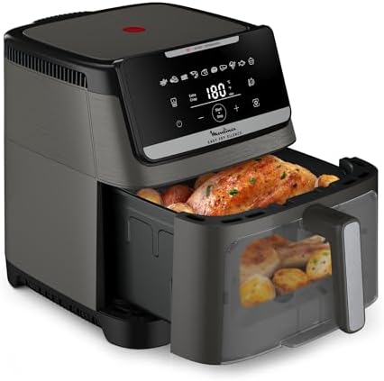 Moulinex Easy Fry Silence 7L, Friggitrice ad Aria Silenziosa e Compatta, Fino a 8 Persone, Frontale del cestello rimovibile, Finestra di Visualizzazione, EZ846HF0
