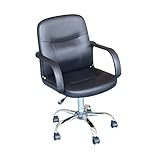 Office Swivel Chair Ergonomic Height Adjustable PU Leather Furniture Computer Desk Seat - Black by EBS (Kitchen &amp; Home)