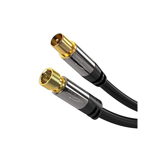 KabelDirekt – 1m Cable TV Sat (75 Ohm, HDTV, Conector F a Conector coaxial, Cable coaxial soporta HDTV, DVB-T2, DVB-C…