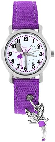 Pacific Time Kids Wrist Watch with Sparkling Fairy Pendant on a text Ilarm Girls Analogue Quartz Purple 86350