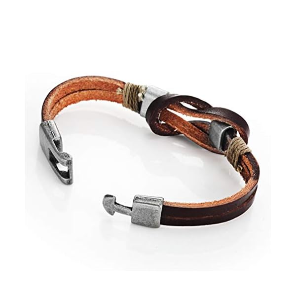 Urban-Jewelry Dunkelbraunes Echtes Leder Seemannsknoten Armband mit Silber Verschlüsse für Ihn und Sie, Unisex, 8" – Bild 3