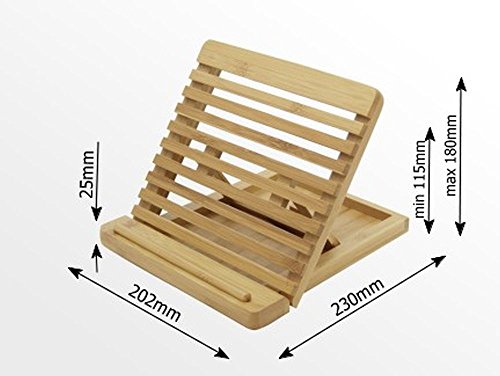 Ständer für Tablet iPad Apple iPhone Halterung 3-Winkel Tischständer, E-Reader Halter, Tablet-Zubehör aus Bambus - 6