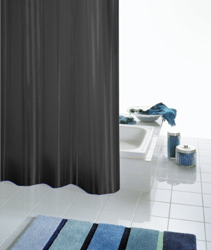 Ridder 471500-350 Duschvorhang Textil ca. 120 x 200 cm, Satin schwarz inklusive Ringe - 2