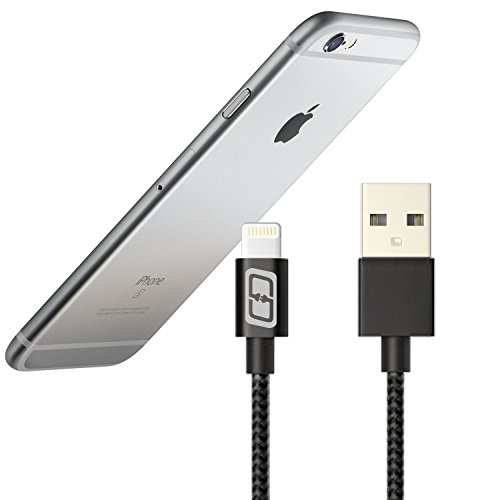 MyGadget©- 2 x Nylon Iphone-Ladekabel mit Metall USB-Anschluss (1 M) Textil für das Apple 7/7 Plus 6s/6s Plus/6/5/5s/5c/SE, iPod nano 7/5G (Schwarz) - 4
