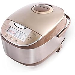 Aigostar Golden Lion 30HGY - Cuiseur riz, Multicuiseur sans BPA, 11 fonctions programmables sur grand écran LED, 5 litres, 918 W. Minuteur et fonction maintien au chaud.