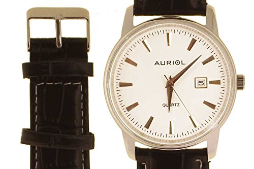 Auriol Herren Armbanduhr - Edelstahlgehuse mit hochwertigem Lederarmband Auriol Herren Armbanduhr - Edelstahlgehuse mit hochwertigem Lederarmband