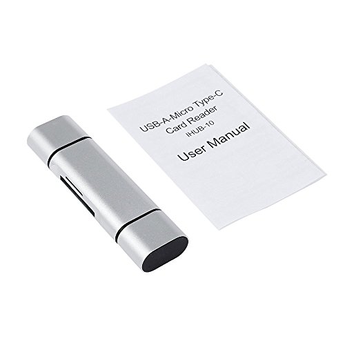 ESYNiC USB C Adapter 3 in 1 Micro SD SDHC USB Kartenlesegerät Speicherkartenleser Unterstützt USB-A Micro-USB USB-C Typ-C aus Aluminium für neues Macbook Chromebook Pixel Nokia N1 Tablet Nexus 6P Laptop OTG Smarthandy OnePlus 1 usw – Silber - 8