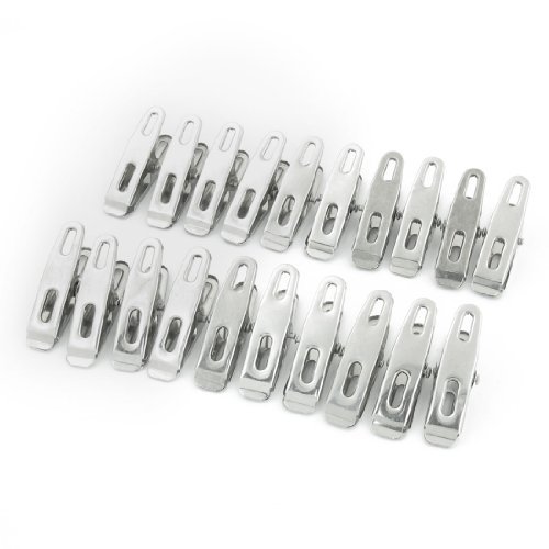 sourcingmap® 20 Stück Silber Metall Wäscheklammern hängende Kleidung Wohnung Clips Pins de