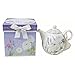 Produktbild AKTION-Tee-Set Porzellan für eine Person - Teetasse mit Teekanne im Blumendesign in Geschenksverpackung - Englische Teetasse lavendel - Tea for one - Geschenkbox