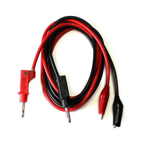 1 Paar Messleitungen 100cm, 1000V 20A, 1 x Bananenstecker, 1 x Krokodilklemme, rot/schwarz