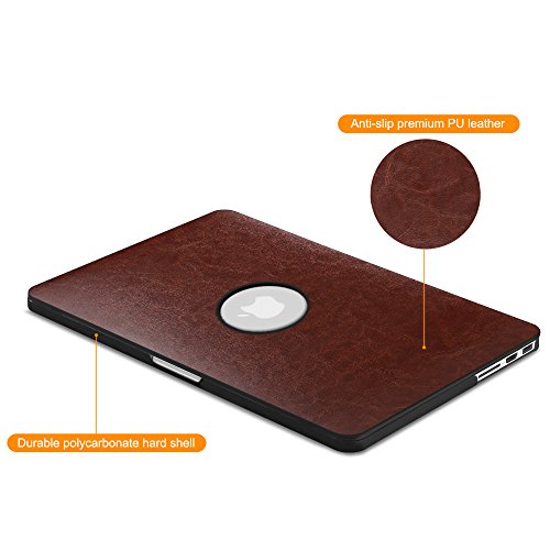 Fintie MacBook Pro 13 Retina Hülle Case – Ultra Slim Hochwertige Kunstleder Coated Hard Shell Schutzhülle Tasche für Apple MacBook Pro 13.3″ mit Retina Display A1502 / A1425 (NEUESTE VERSION, NO CD-ROM Drive) , Braun - 3