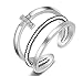 Produktbild Wunhope Damen Ringe 925er Sterling Silber einfache Geometrie Kreuz mit Zirkonia Dopple Ringöffnung Verstellbar Trauring Ring