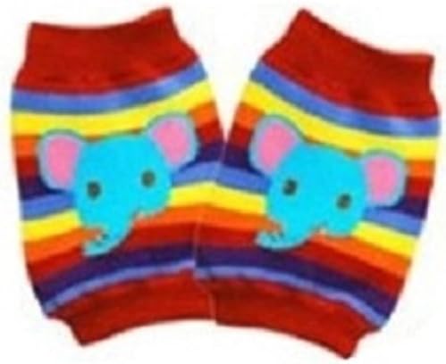 Dojore Pair of Baby Crawling Safety Knee Protection Pads - Children and Kids Leg Warmers Socks (Rainbow Elephant)