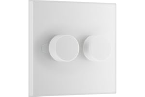 BRITISH GENERAL BG Electrical Intelligent Double Wall Dimmer Switch, 2 Way, Square Edge, Nexus 900 Series, White Moulded, 200W, 982