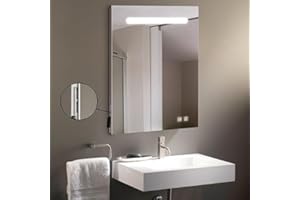 APLIKE BATHROOM LIGHTING Aplike - Espejo Baño 60 x 80 cm con Luz LED, Antivaho, Sensor Táctil de Encendido y 2 Puertos USB, IP44, Luz Blanca Fría (5700K) - Espejo Álava