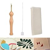  Loopunk Magic Embroidery Pen Punch Needle Felting Threader Cloth Set Wooden Handle Table Cloths Craft Tools DIY Sewing