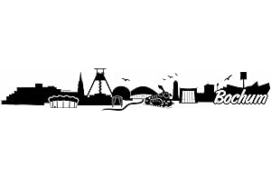 Samunshi® Bochum Skyline Wandtattoo Sticker Aufkleber Wandaufkleber City Gedruckt Bochum 120x20cm schwarz