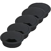 Badem10 Masa &Uuml;st&uuml; Kablo Kanalı Deliği Kapağı Siyah Masa Kapağı 6 cm (5 ADET)