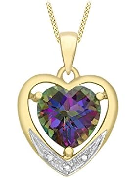 Carissima Gold Damen-Kette mit Anhänger 9 Karat 0.015ct Gelbgold Diamant (0.015 ct) weiß Rundschliff Topas 46 cm