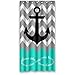 Produktbild DAMEILIN 91 cm (B x H) 'Live the Life You Love, LOVE the Life You Live, Chevron-Muster mit Anker, wasserdicht, Weiß, Türkis, Grau, Stoff, Duschvorhang, 91 cm x 183 cm