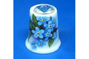 BIRCHCROFT CHINA Birchcroft Porcelain China Collectable Thimble - Forget Me Not with Swarovski Crystal
