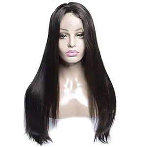 Kabello 24 Inch Front Lace Full Head Women Wigs/Women Look Real Hair + Free Front Lace tape, Hair Dryer For Women & 6 Hair Extension Clips (Straight, Black) +