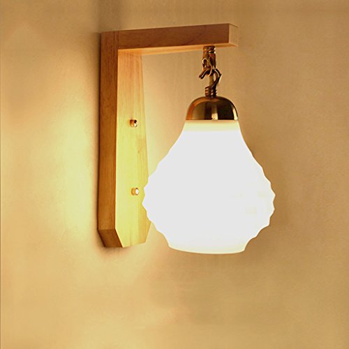 Preisvergleich Produktbild Moderne japanische Nachttischlampe Europäische Glas Massivholz Wandleuchte