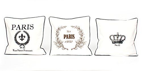 Kissenbezug Erk 40x40cm Kissenhülle French braune Schrift chic shabby Vintage Paris 1932 Royal Baumwolle Schriftzug Kissen Dekokissen - 5