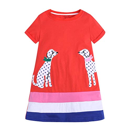 Preisvergleich Produktbild Amphia Mädchenkleid - Kinder-Baby-Karikatur-Hundepunkt-Stre... Casual Dress Clothes