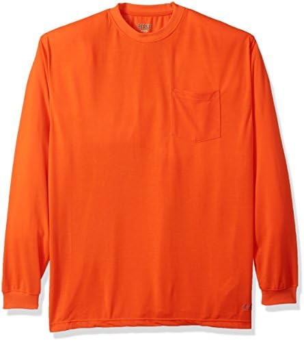 Berne Men's Big and Tall Enhanced-Visibility Long Sleeve Pocket Tee Shirt, Orange, 4X-Large/Tall
