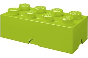 Room Copenhagen 40041220 Ladrillo de Almacenamiento de 8 espigas de Lego, Caja de almacenaje apilable, 12 l, Verde Lima, Plã¡Stico