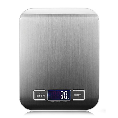 Die elektronische waage - MAVIE 11lb / 5kg - digital - küche essen skala mit lcd - display, silber, edelstahl kochen skala, genauigkeit 0.01oz/1g