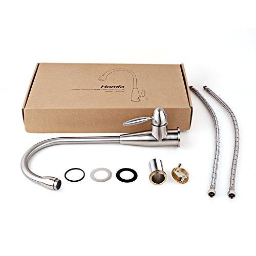 Homfa 360° schwenkbar Küchen Armatur Waschtischarmatur Küchenarmatur Spultischarmatur Wasserkran Wasserhahn Einhandmischer für Waschtisch Spültsich in Küchen Badzimmer WC Nickel Gebürstet - 7