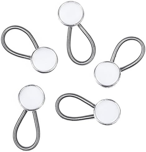 Comfy Clothiers Collar Extender 5-pack - White Metal/Elastic Button Extenders for Dress Shirts
