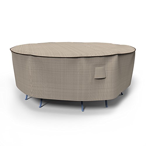 Budge English Garden Round Patio Table and Chairs Combo Cover, Medium (Tan Tweed)