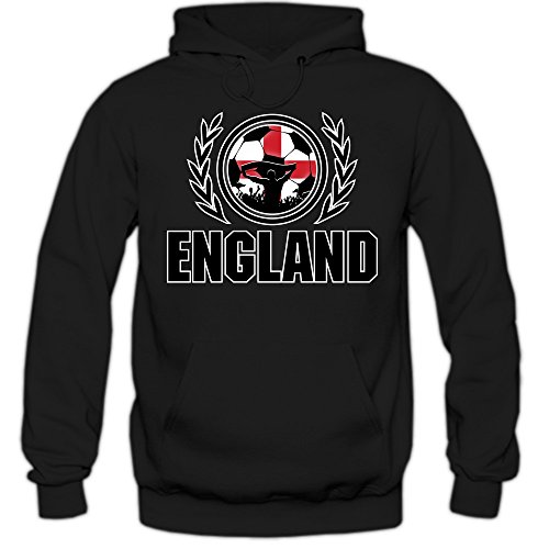 England EM 2016 #2 Hoody | Fußball | Herren | Team GB | Trikot | Nationalmannschaft © Shirt Happenz, Farbe:Schwarz (Black F421);Größe:XXL