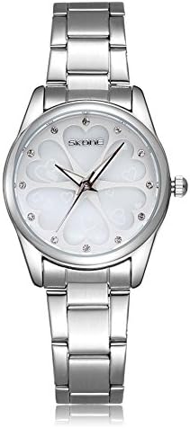 Skone Fashion Casual Quartz Rhinestones Watches Women Shell Dial Watches Silver White Women Dress Rhinestones Casual Watches Rose Gold Clocks