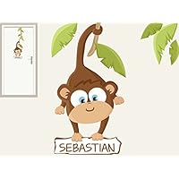 Türschild "Baby Affe" personalisierbarer Aufkleber Wandtattoo für Kinderzimmer Tiere