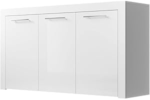 MB Muebles Bonitos | Aparador Moderno Nelia | Ancho 144cm x Alto 80 cm x Profundo 42 cm | Mueble de Melamina Alto Brillo | Color Blanco