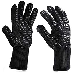 Cuiseur vapeur Black Pot imperméable Mitaines de Charbon de Bois en Étanche Gants isolants anti-dérapants en Étanche résistant à la chaleur for le barbecue Mitaines de Charbon de Bois Haute Qualité -